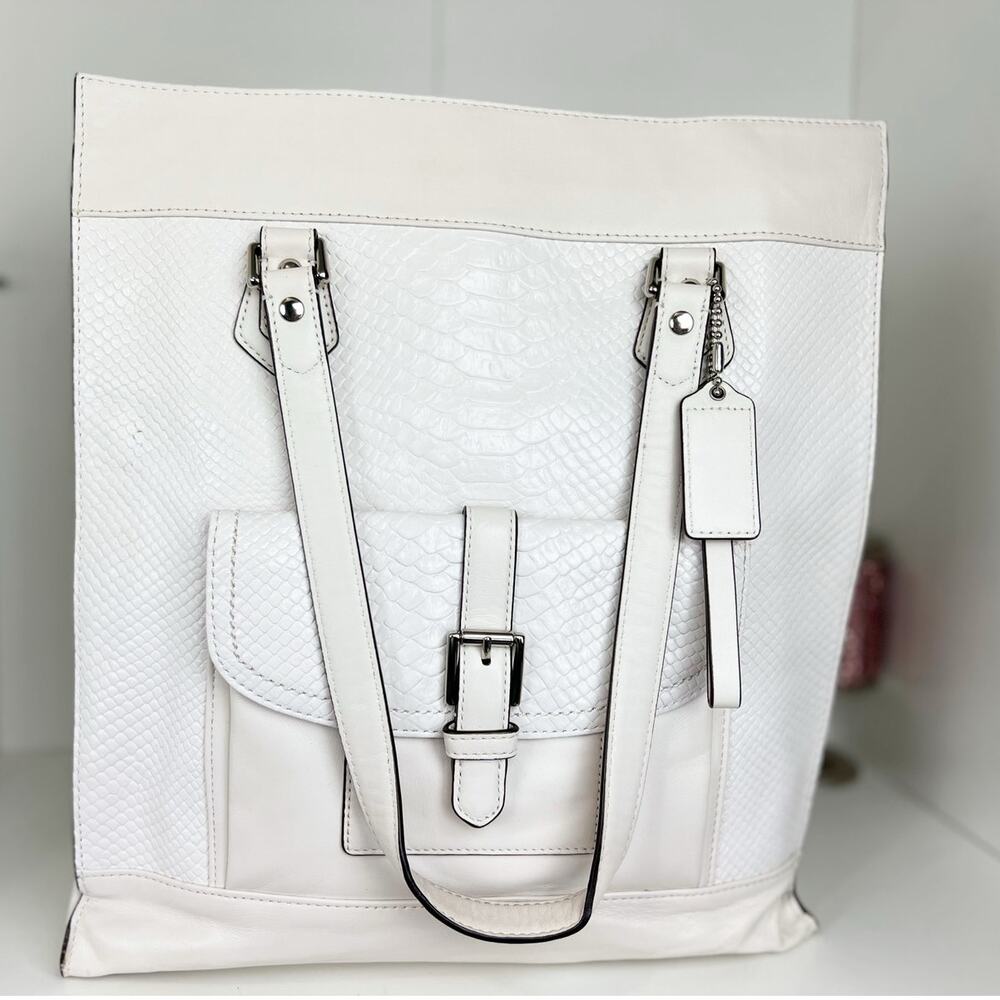 Coach Charlie Embossed Python Leather Large Tote … - image 1